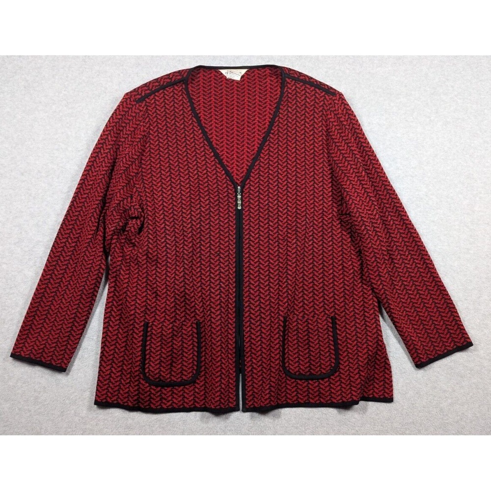 Exclusively Misook Women Jacket 3X Metallic Herringbone Front Zip Long Sleeve